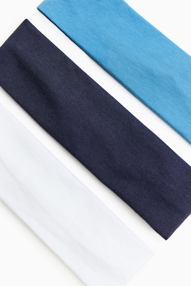 Set of 3 Stretchy Headbands, Naughty Navy/Rebound/White, large