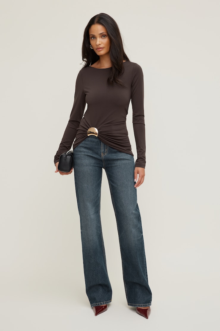 Sculpt Metal Detail Top Java Brown large