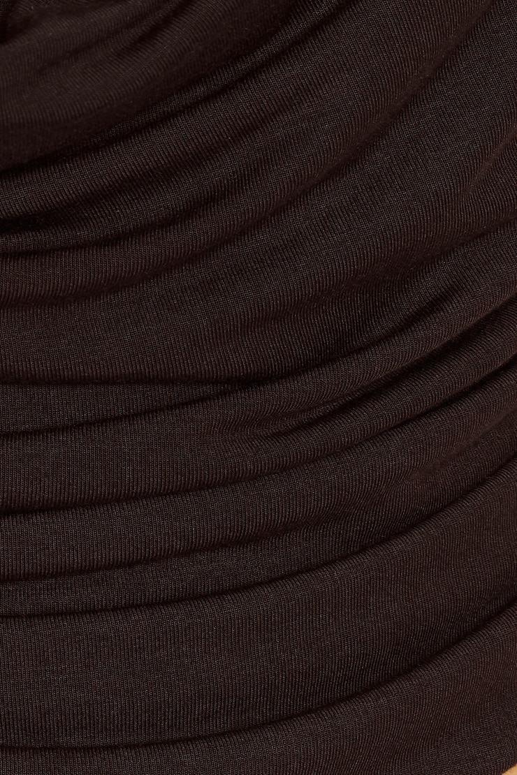 Smooth Open Back Cowl Top, Chocolate Mousse Brown, large