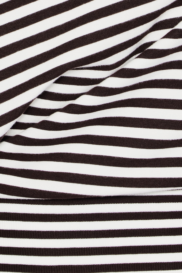 StretchTerry™ Off Shoulder Top, Snow White/Chocolate Mousse Brown Stripes, large