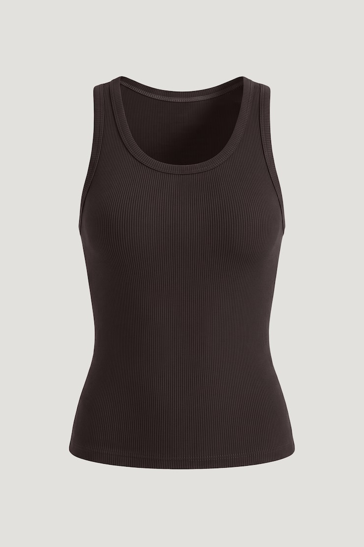 Camisole côtelée Ellie Brun café large