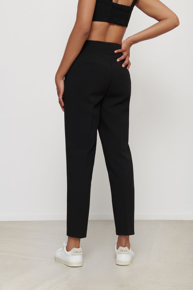 Pantalon Kendall à jambe droite et taille haute Noir encre large
