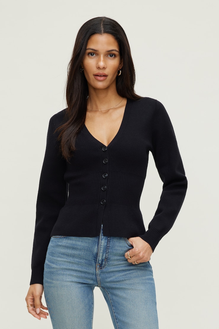 Cinched Waist Cardigan Black | Dynamite