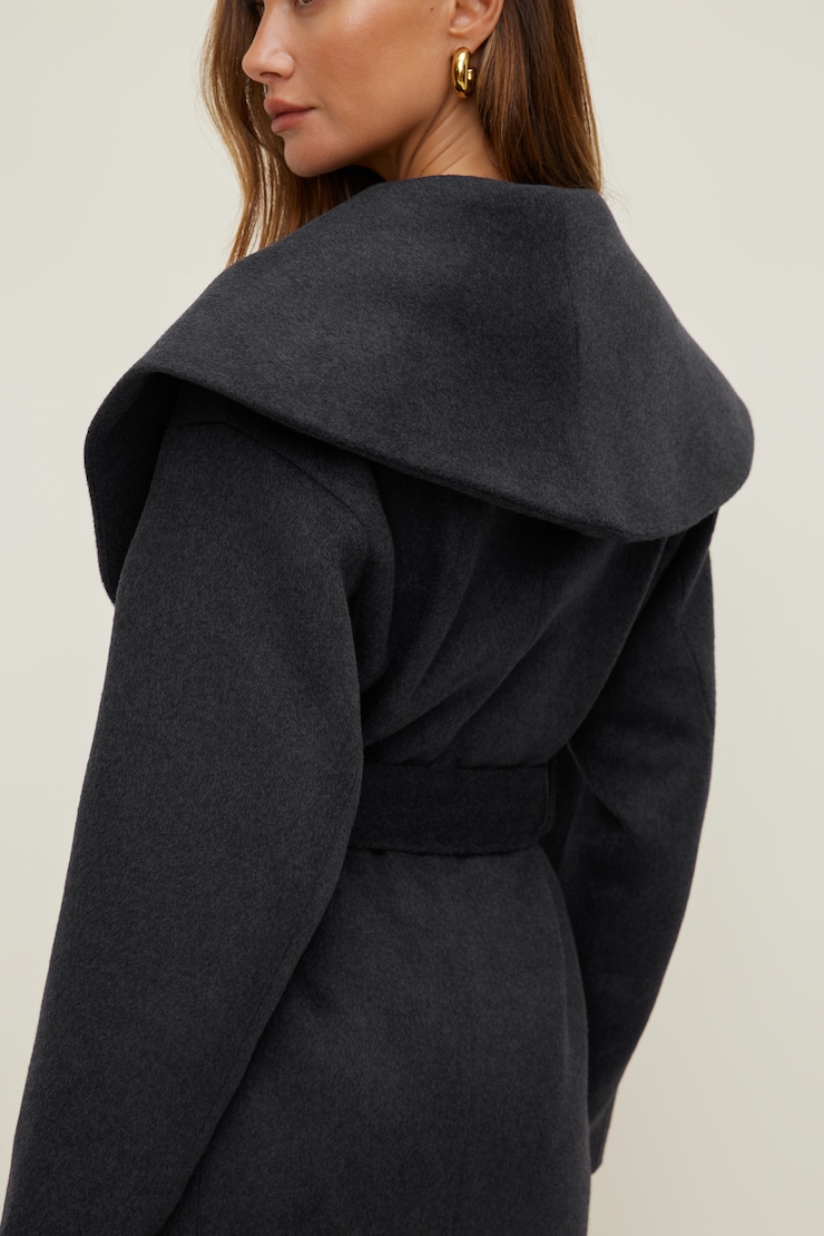 Manteau cache-coeur en laine Gris charbon large