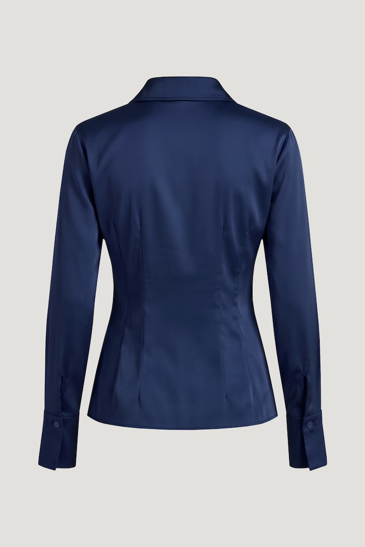 Kyra Satin Shirt Ocean Cavern Navy large