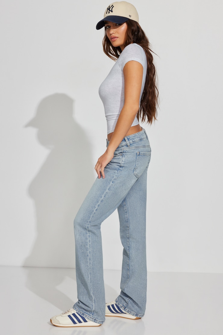 Ultra Low Rise Straight Jeans, Medium Indigo, large