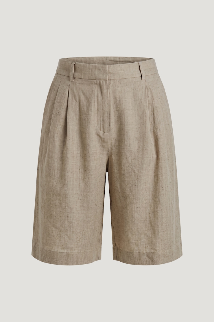 Linen High Rise Bermuda Shorts Natural Linen Beige large