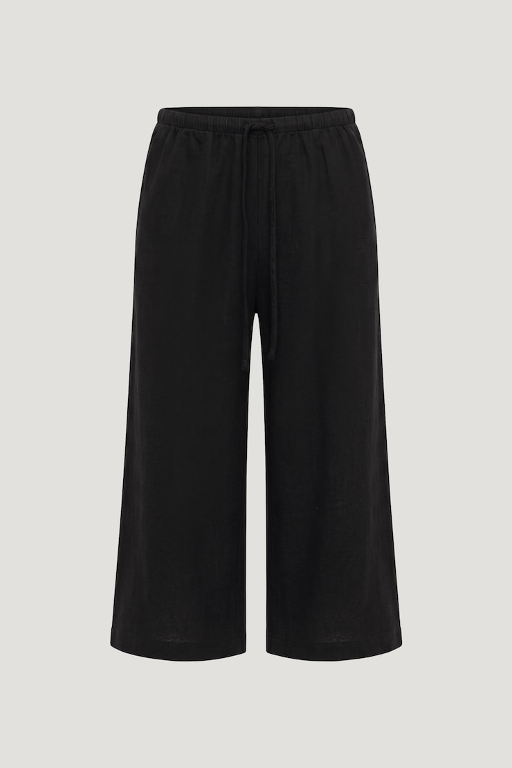 Leo Linen Capri Pants Jet Black large