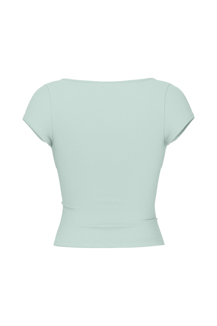 T-shirt croisé Sleek, Trouble turquoise, large