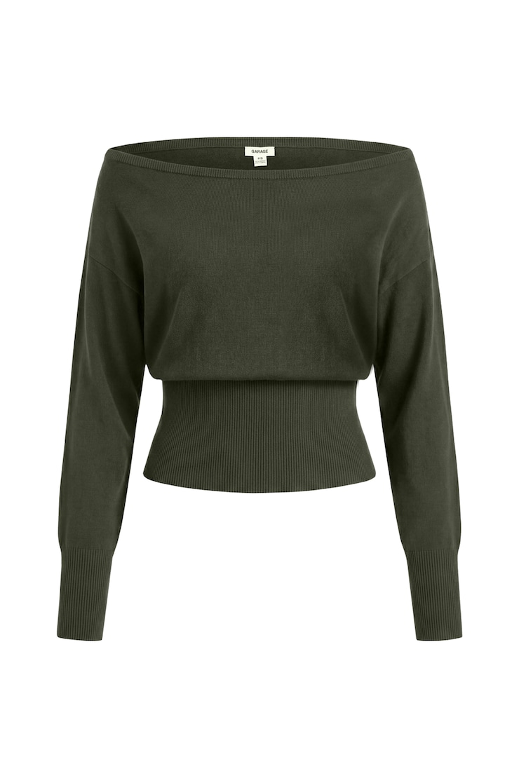 Off Shoulder Reset Long Sleeve Top, Olive Obsession, large