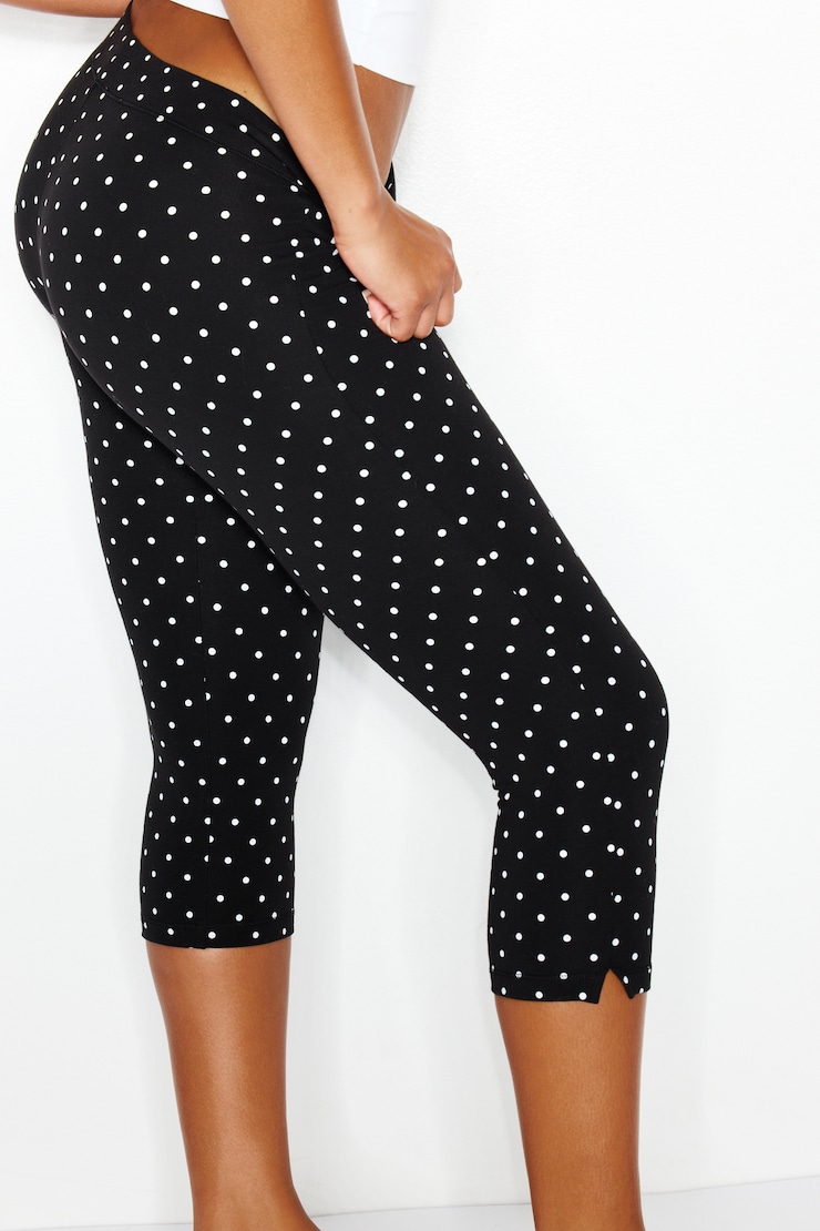 StretchTerry™ Capri Pants, Jet Black/White Polka Dots, large
