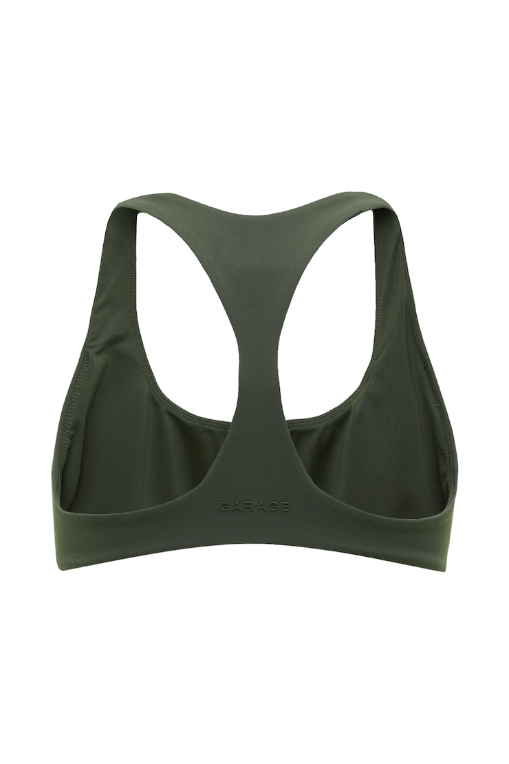 Soutien-gorge de sport à dos nageur et col échancré, Obsession olive, large