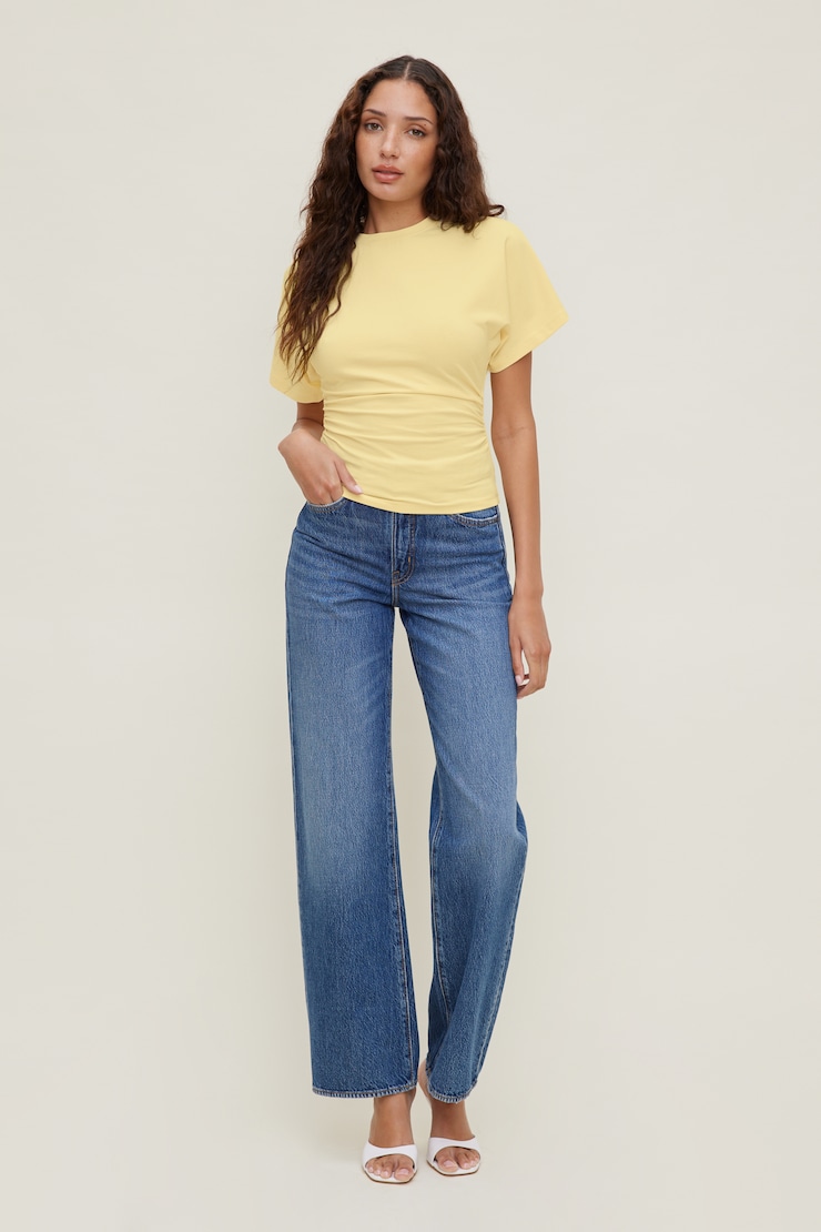 Andrea Cotton Spandex T Shirt Pale Yellow large
