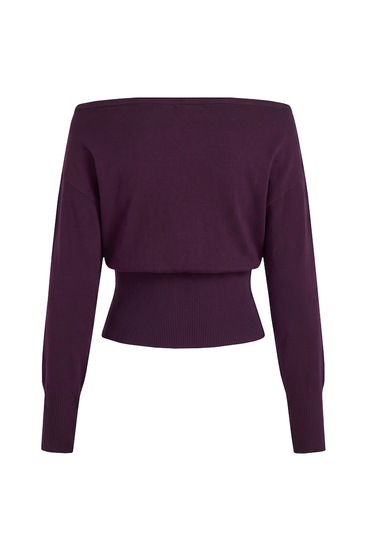 Off Shoulder Reset Long Sleeve Top, Wild Berry Maroon, large