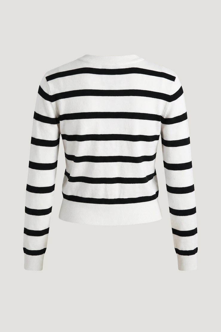 Rebecca Crewneck Cardigan Snow White / Black Stripe large