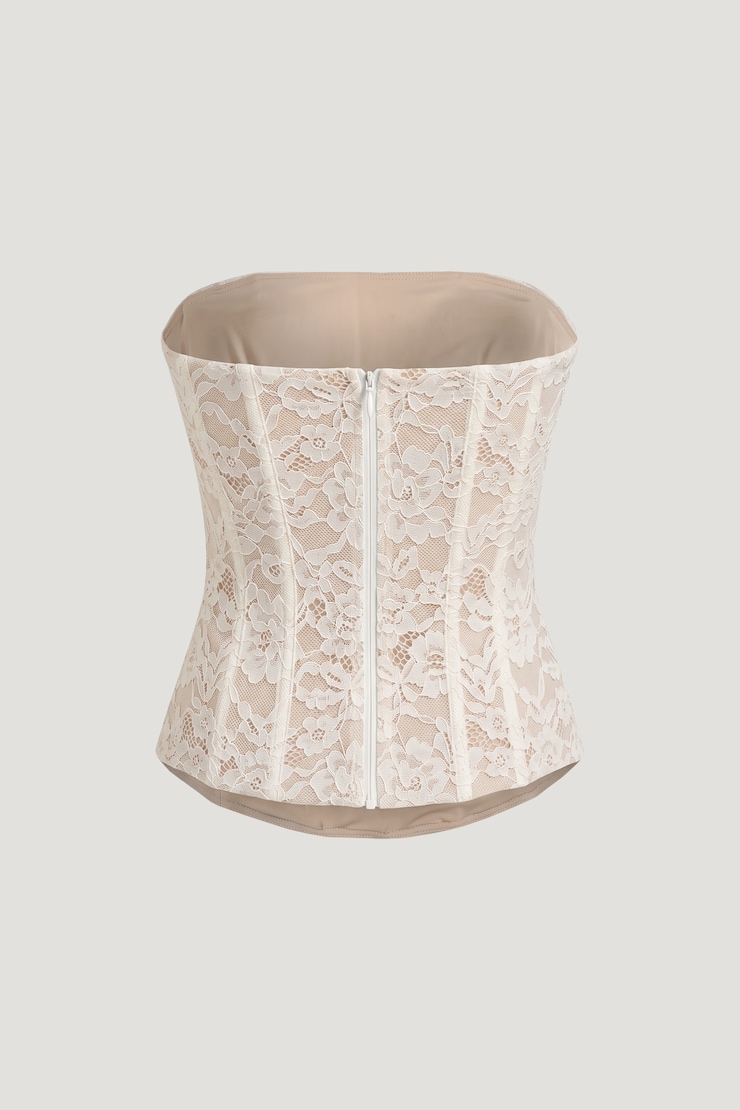 Lace Corset Top Sea Salt Cream large
