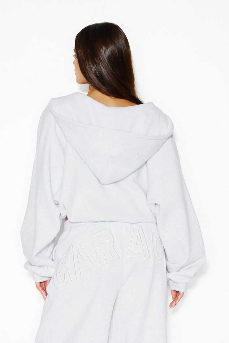 Cocoon Zippie With Bungee Drawstring, Spring Grey Mix, large