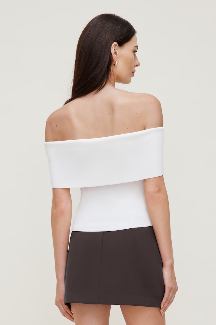 Foldover Off Shoulder Sweater Bright White large