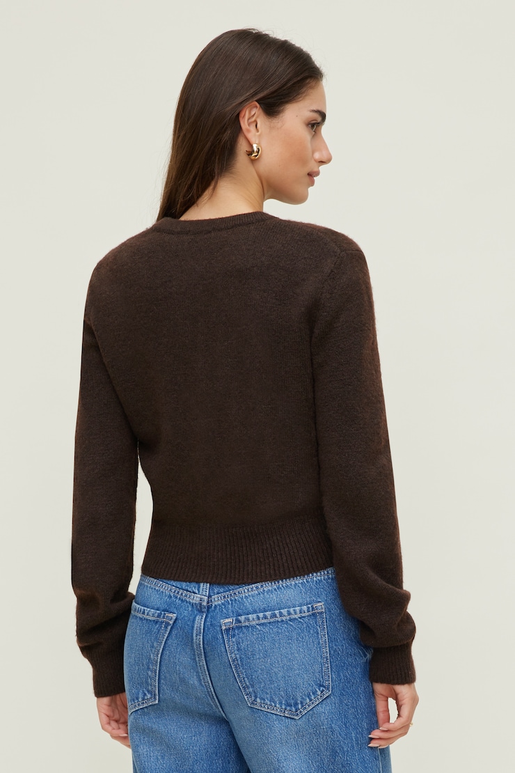 Rebecca Crewneck Cardigan Java Brown large