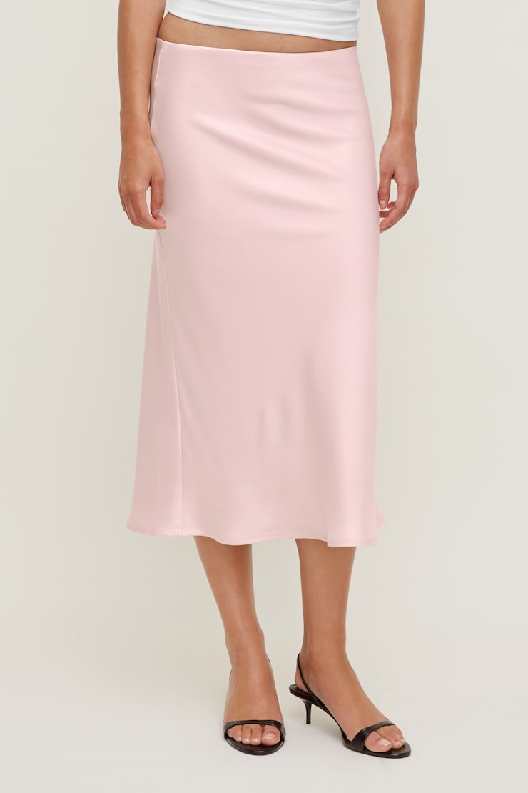 Delila Satin Midi Skirt