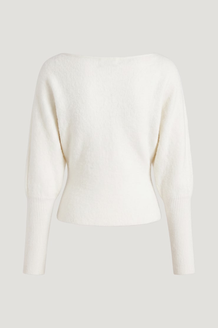 Cinched Boat Neck Sweater Snow White large