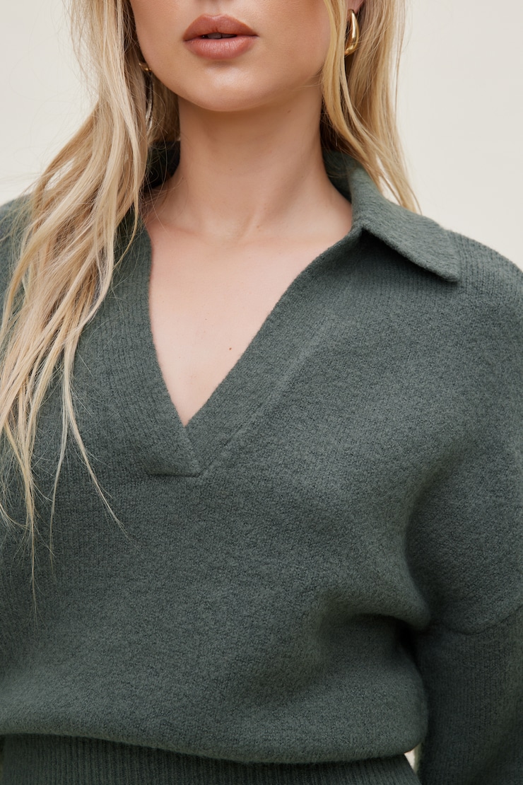 Audrey Cinched Polo Sweater