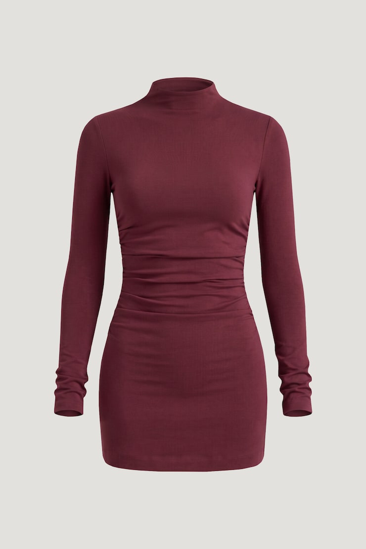 Katia Cotton Mini Dress Maroon Banner large