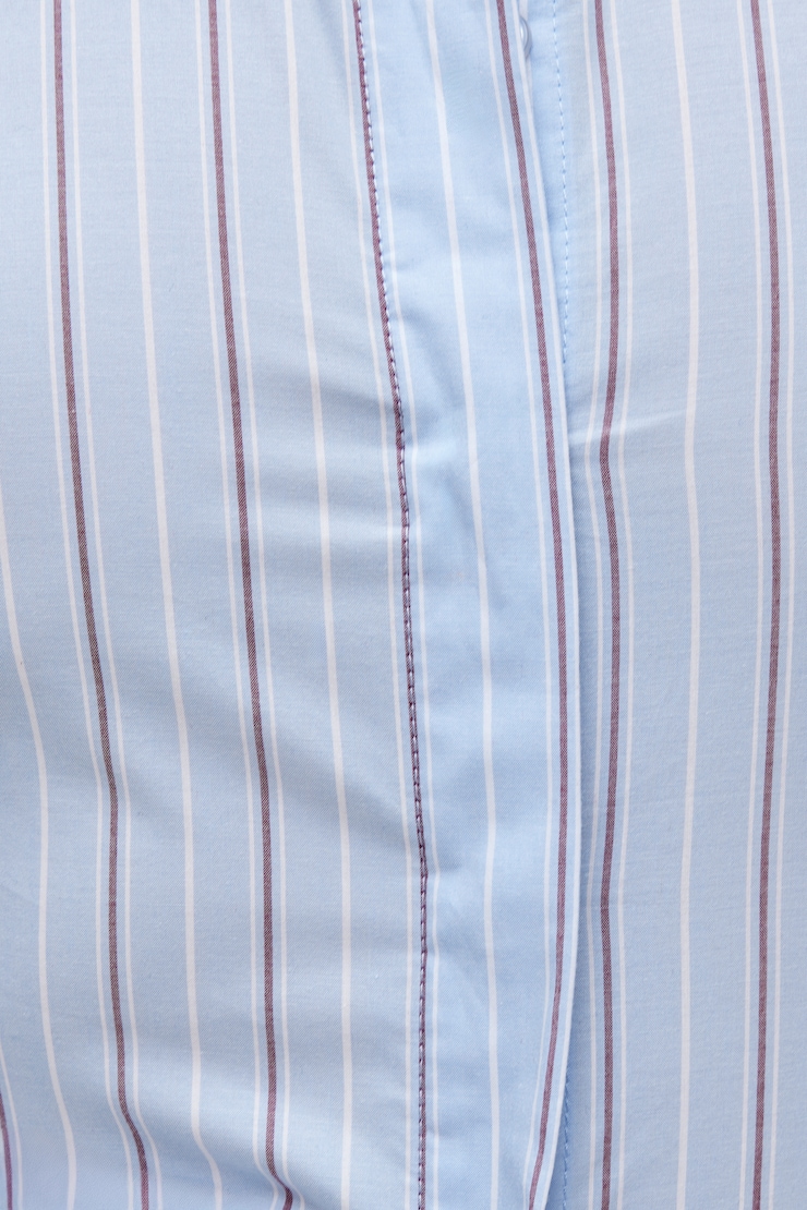 Poplin Cinch Back Shirt Blue Stripe large
