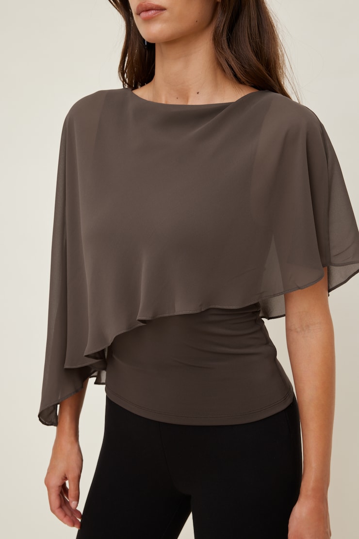 Sculpt Cape Top Light Mocha Brown large