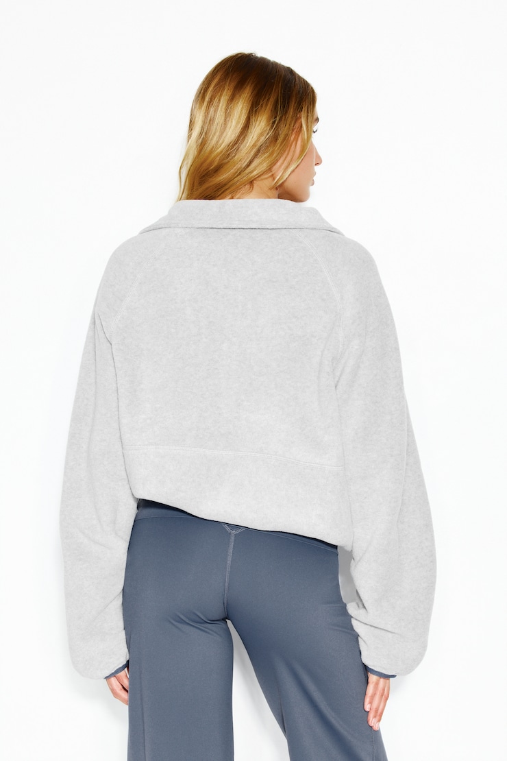 Half Zip Polar Fleece, Mid Grey Mix, large