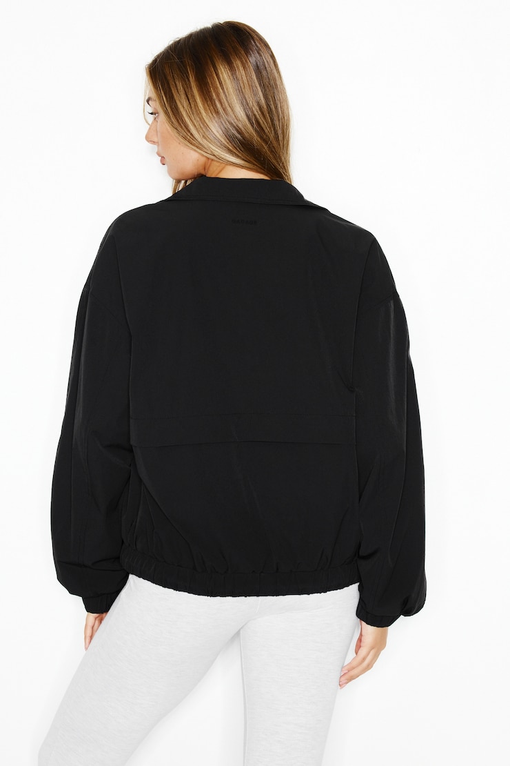 Long Water Repellent Windbreaker, Jet Black, large