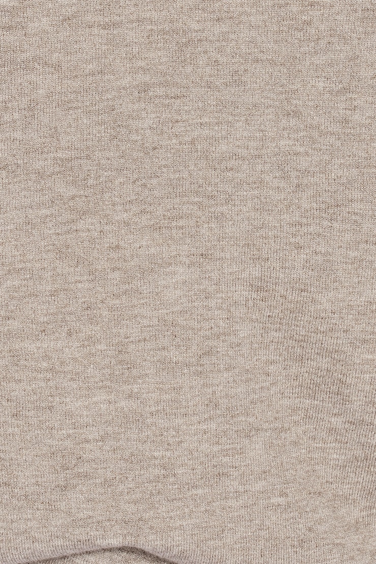 Long Sleeve Fluid Wrap Sweater, Warm Taupe Melange, large