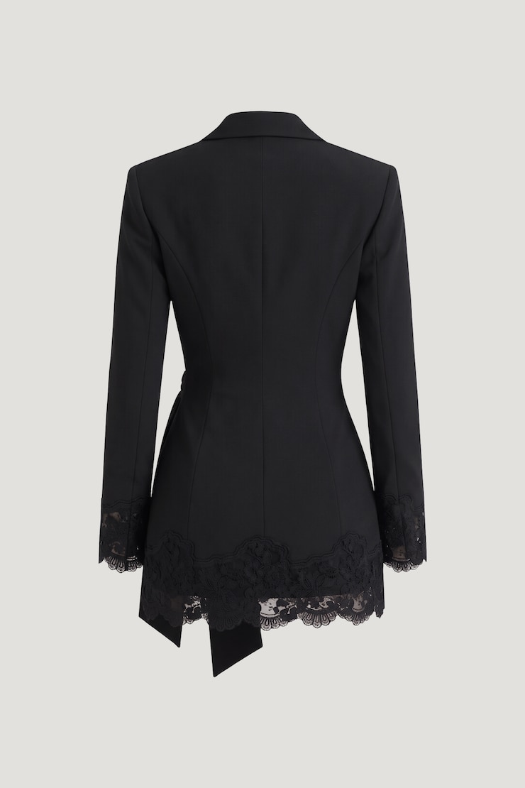 Lace Blazer Romper Mini Dress Jet Black large
