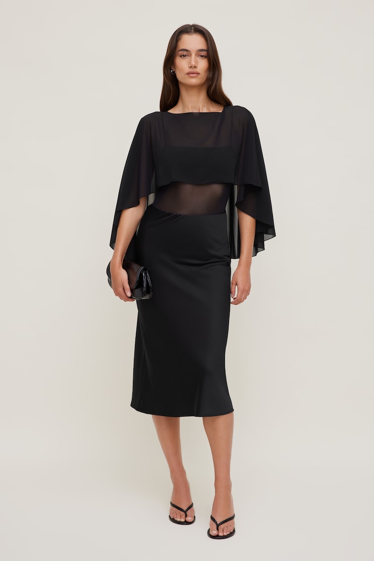 Sheer Short Cape Jet Black large