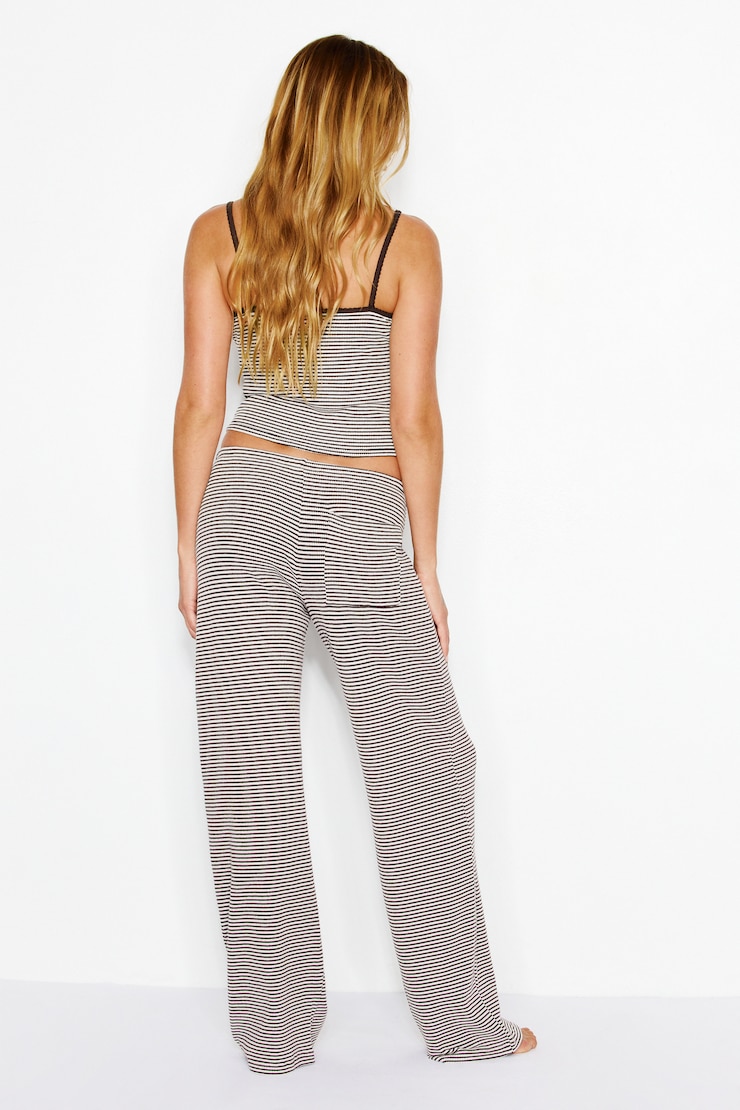 Waffle Pants, Snow White / Chocolate Stripe, large
