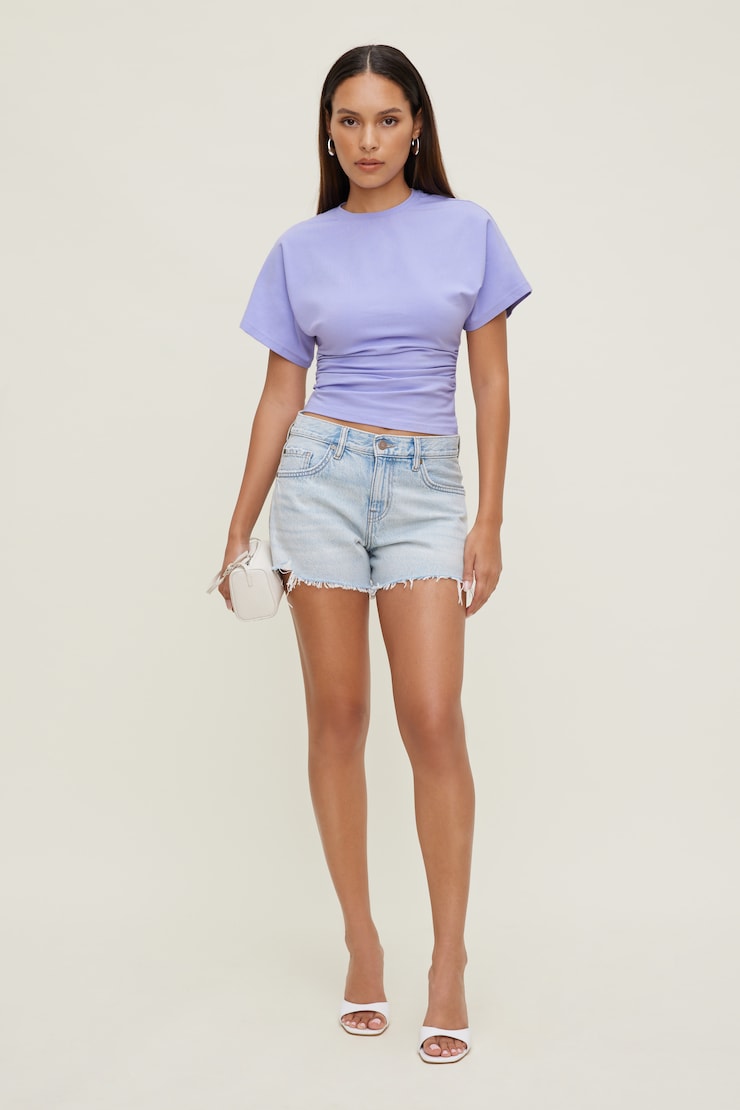 Andrea Cotton Spandex T Shirt Sweet Lavender Purple large