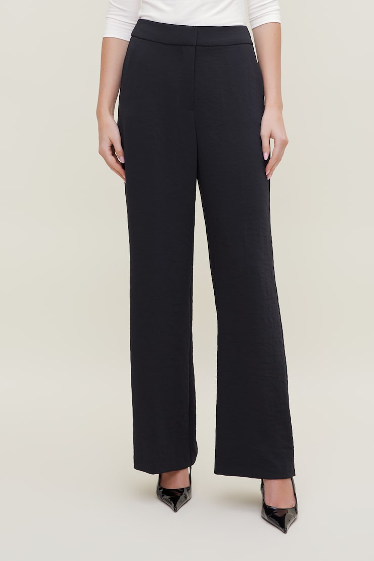 Pantalon fluide à jambe droite Yasmin Marine puits profond large