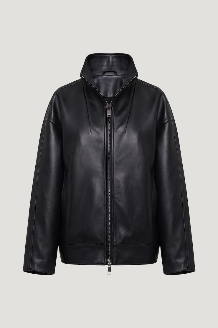 Cocoon Faux Leather Jacket Jet Black large