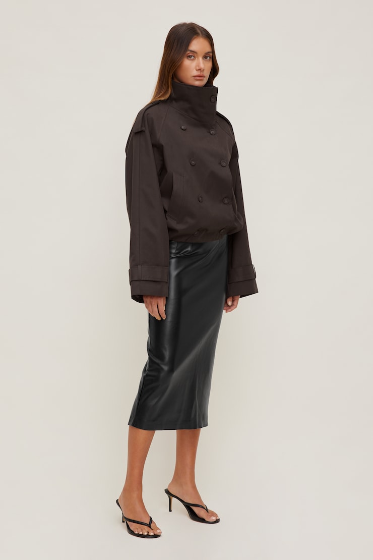 Siena Trench Bomber Jacket Java Brown large