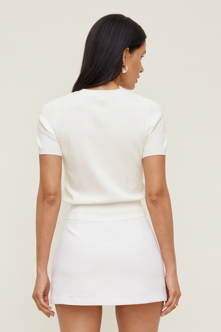 Clara Short Sleeve Sweater Snow White large