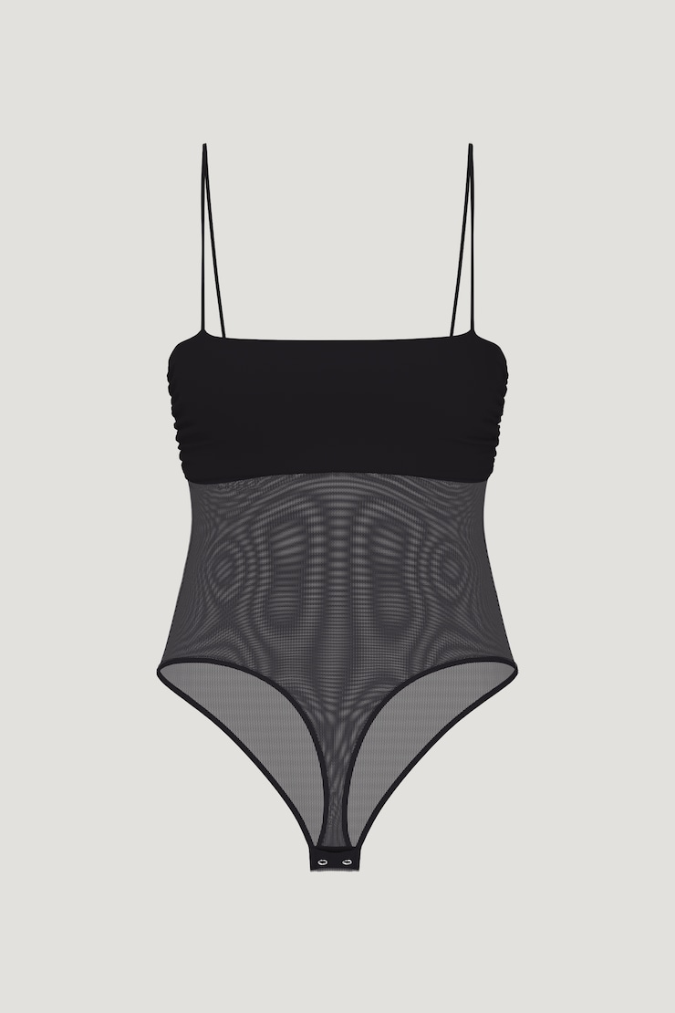 Justaucorps bandeau en maille diaphane