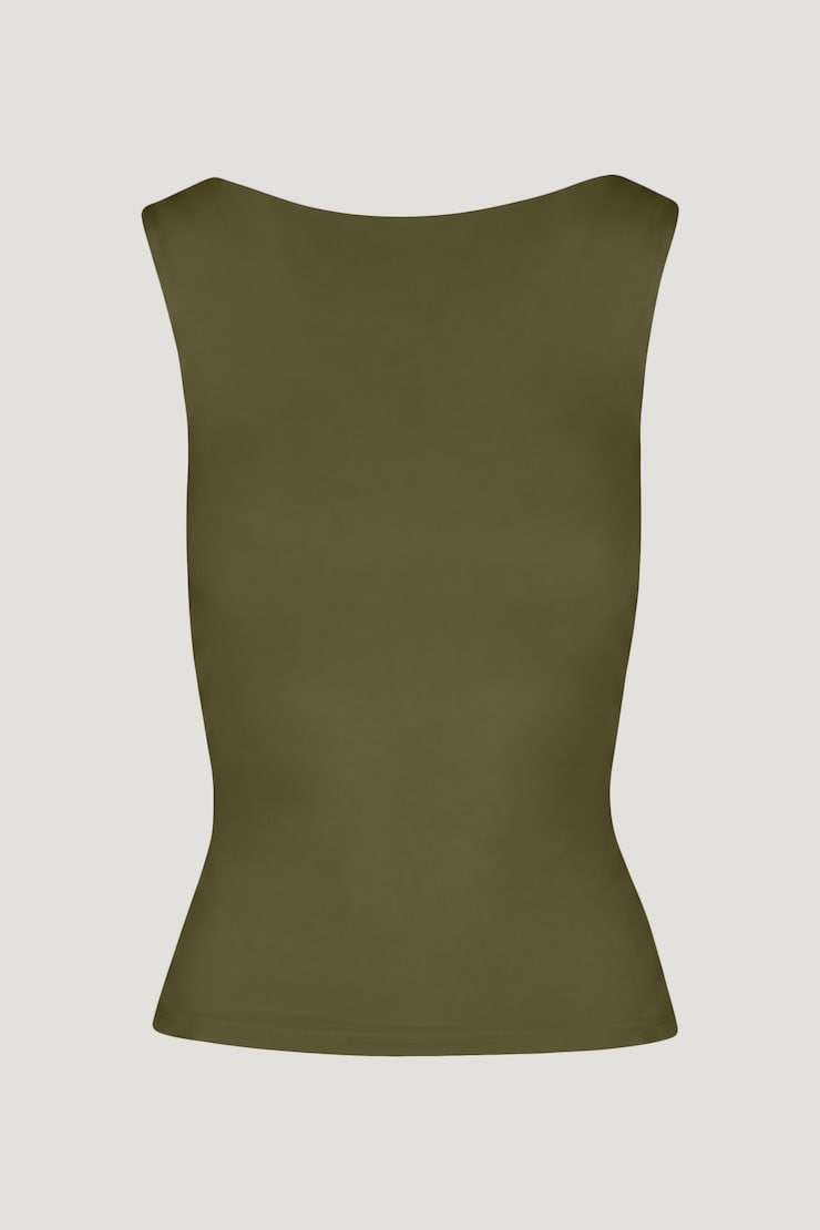 Nola Sculpt Tank Top Dark Olive Khaki large