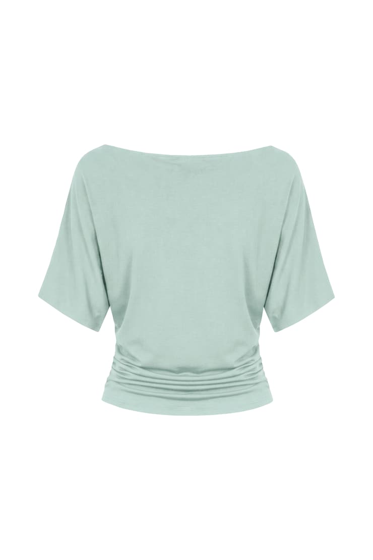 Boatneck Dolman Short Sleeve Top, Turquoise Trouble, large