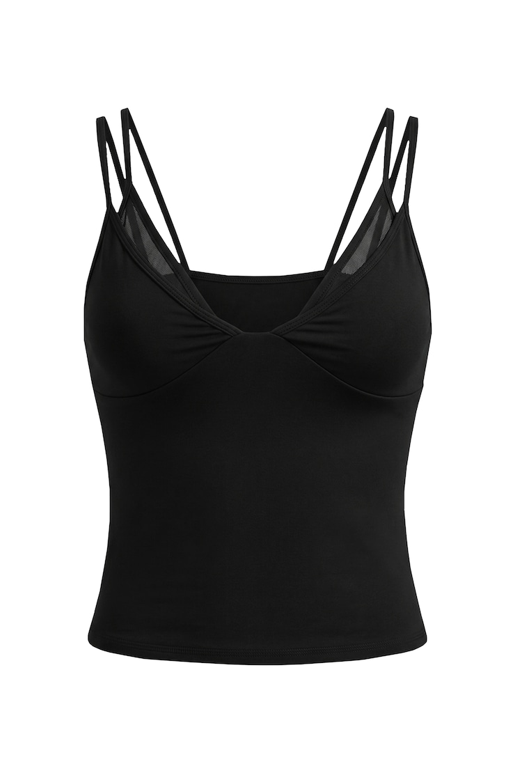 Active Mesh Plunge Cami Top, Jet Black, large