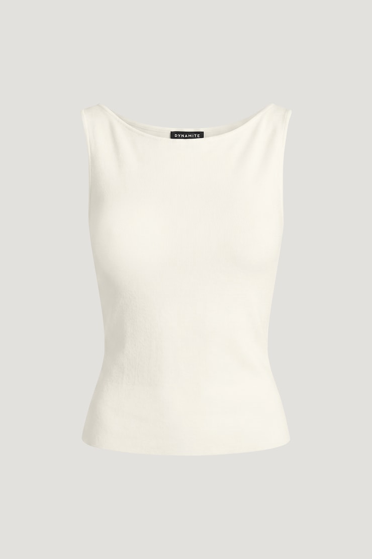 Boat Neck Sweater Tank Top Snow White large