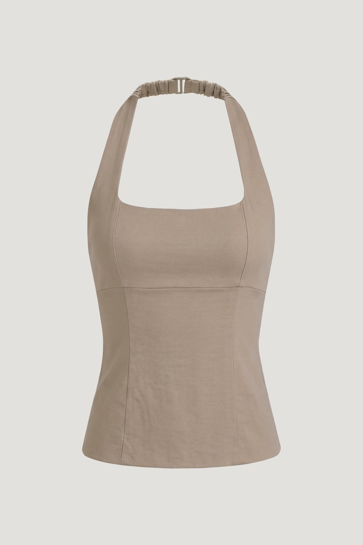Airflow Halter Top Pebblestone Grey large