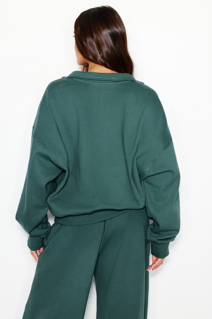 Sweatshirt UltraFleece à demi-fermeture éclair, Tentation sarcelle, large