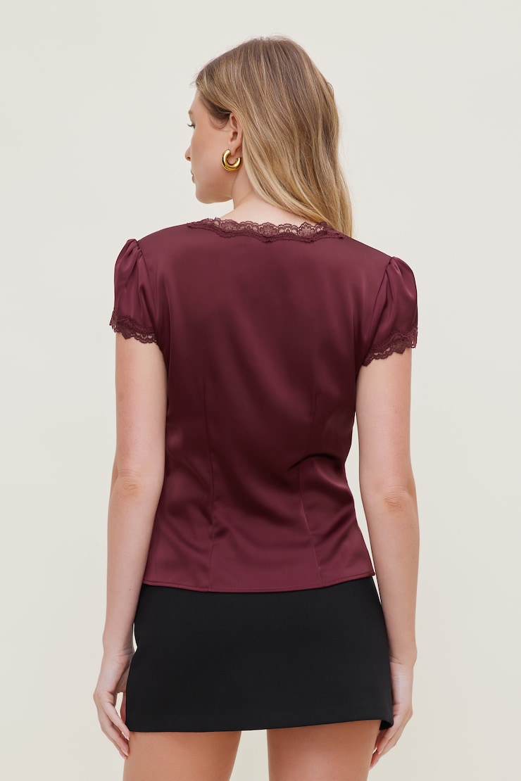 Blouse Anya en satin Bannière marron large