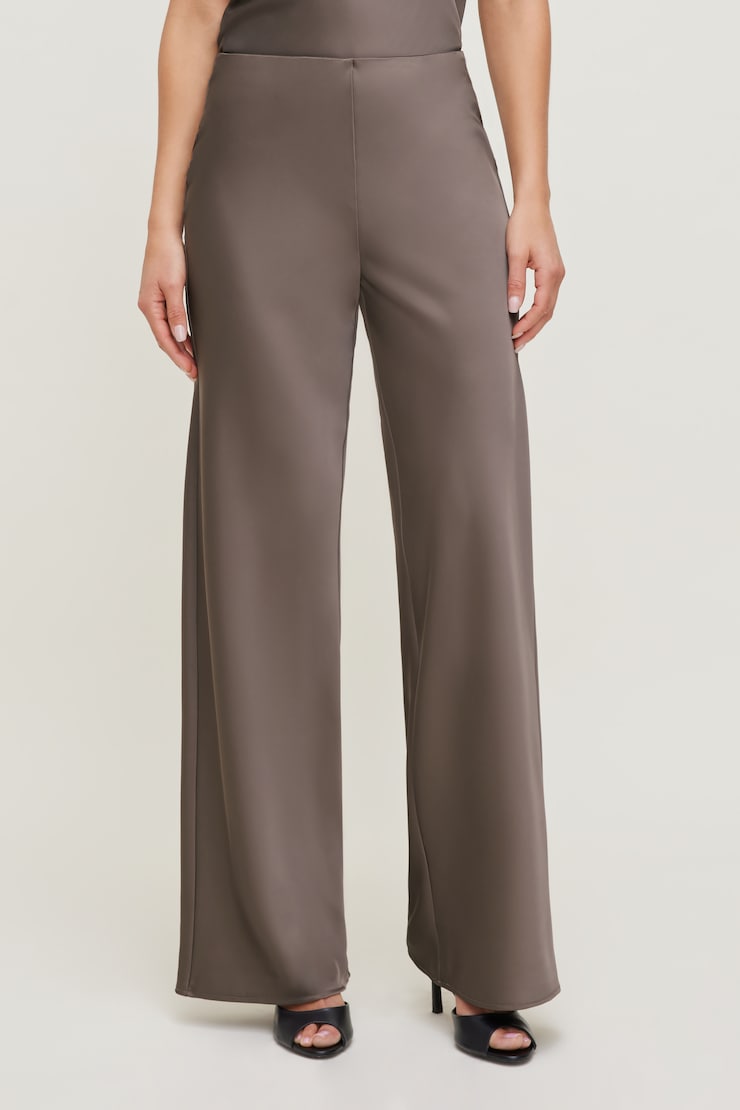 Izzy Wide Leg Satin Pants Iron Taupe large