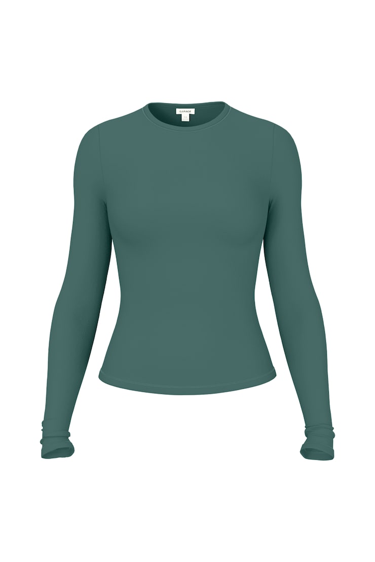 Baretouch Crewneck Long Sleeve Top, Teal Temptation, large
